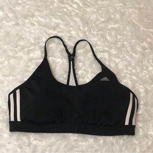 adidas Black Sports Bra with White Stripes
